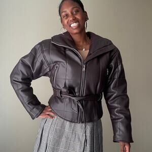 Moda by BB Dakota Brown Quilted Jacket Size Medium